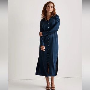 Madewell Satin Button-Front Midi Shirtdress